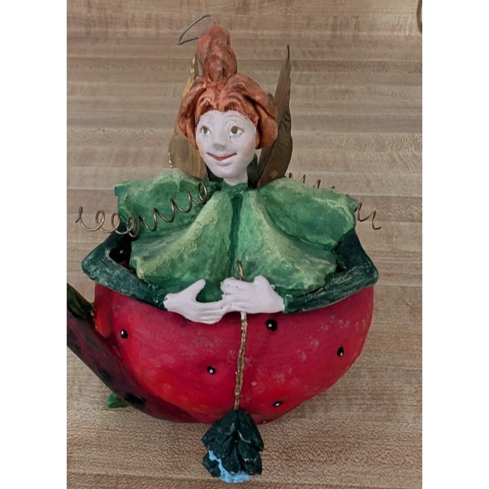 VINTAGE Dept 56 - Tutti Frutti Strawberry Fairy Trinket Box